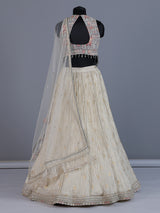 Grey cream chiffon designer lehenga choli ensemble