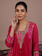 Rani pink printed georgette palazzo suit