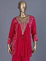 Rani pink printed georgette palazzo suit