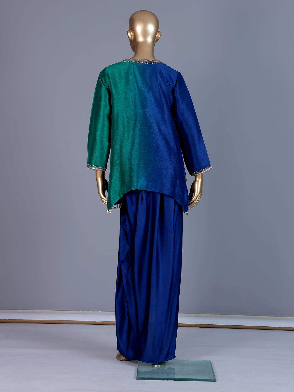 Blue Mughal inspired indo western dhoti suit