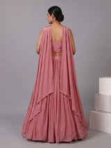 Powder pink silk designer lehenga choli with choker dupatta
