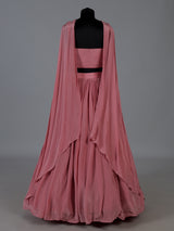 Powder pink silk designer lehenga choli with choker dupatta