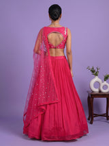 Red silk designer lehenga choli with festive dupatta elegance