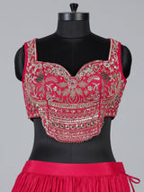 Red silk designer lehenga choli with festive dupatta elegance