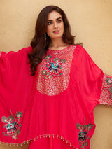 Magenta crepe silk designer indowestern suit ensemble