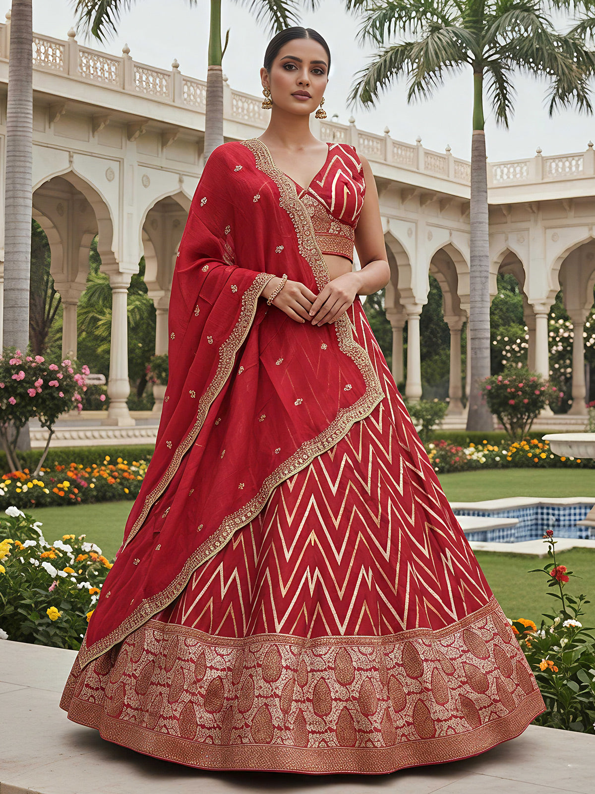 Maroon designer dola silk lehenga choli with dupatta