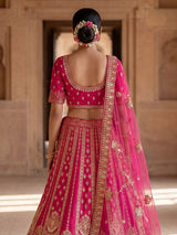 Magenta pink designer bridal silk lehenga choli