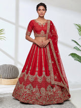 Red raw silk grand bridal lehenga choli collection