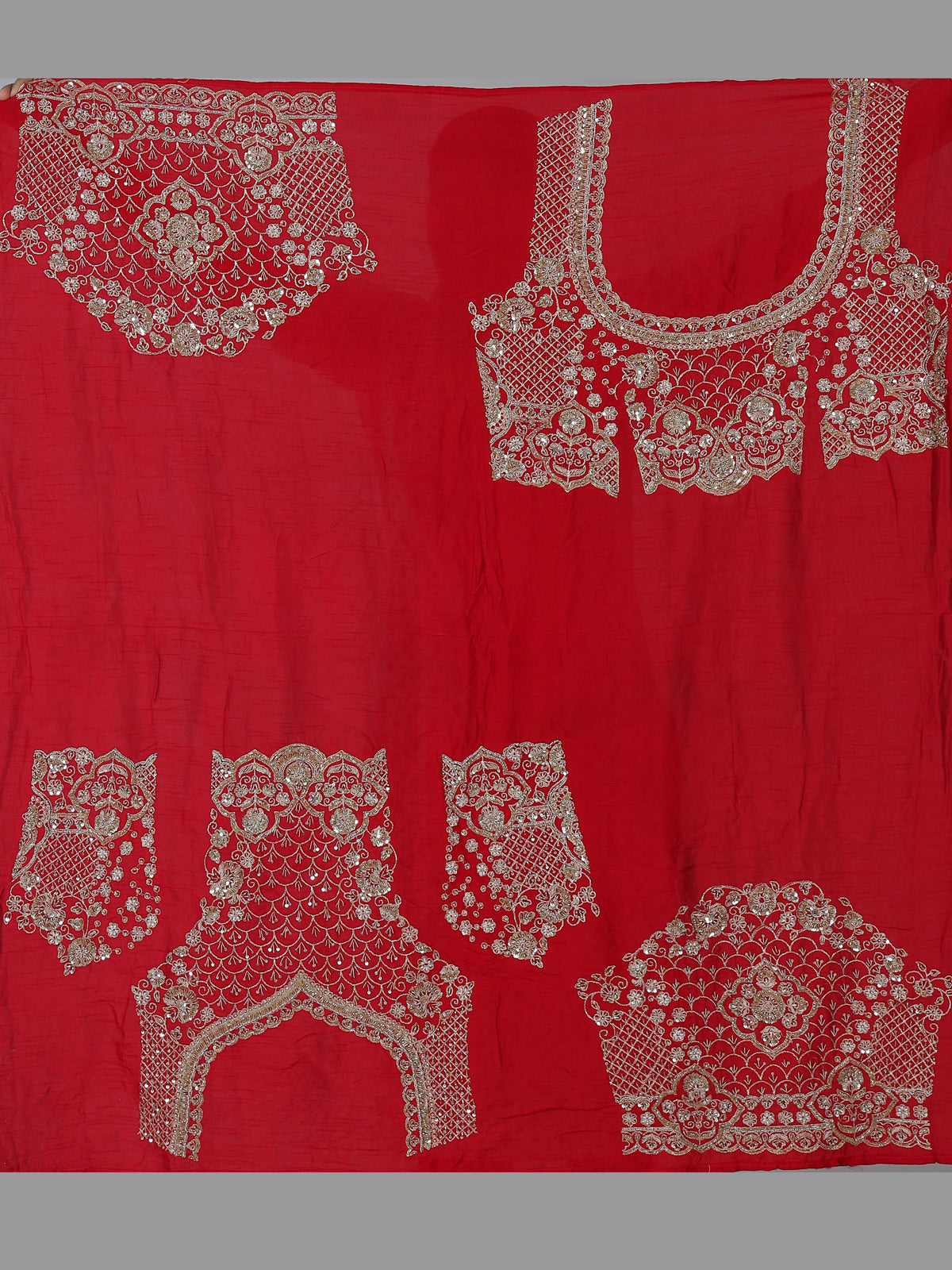 Red raw silk handcrafted bridal lehenga choli elegance