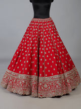 Red raw silk handcrafted bridal lehenga choli elegance