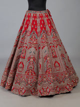 Red raw silk embroidered bridal lehenga choli set