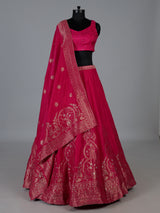 Rani pink cotton silk wedding lehenga choli
