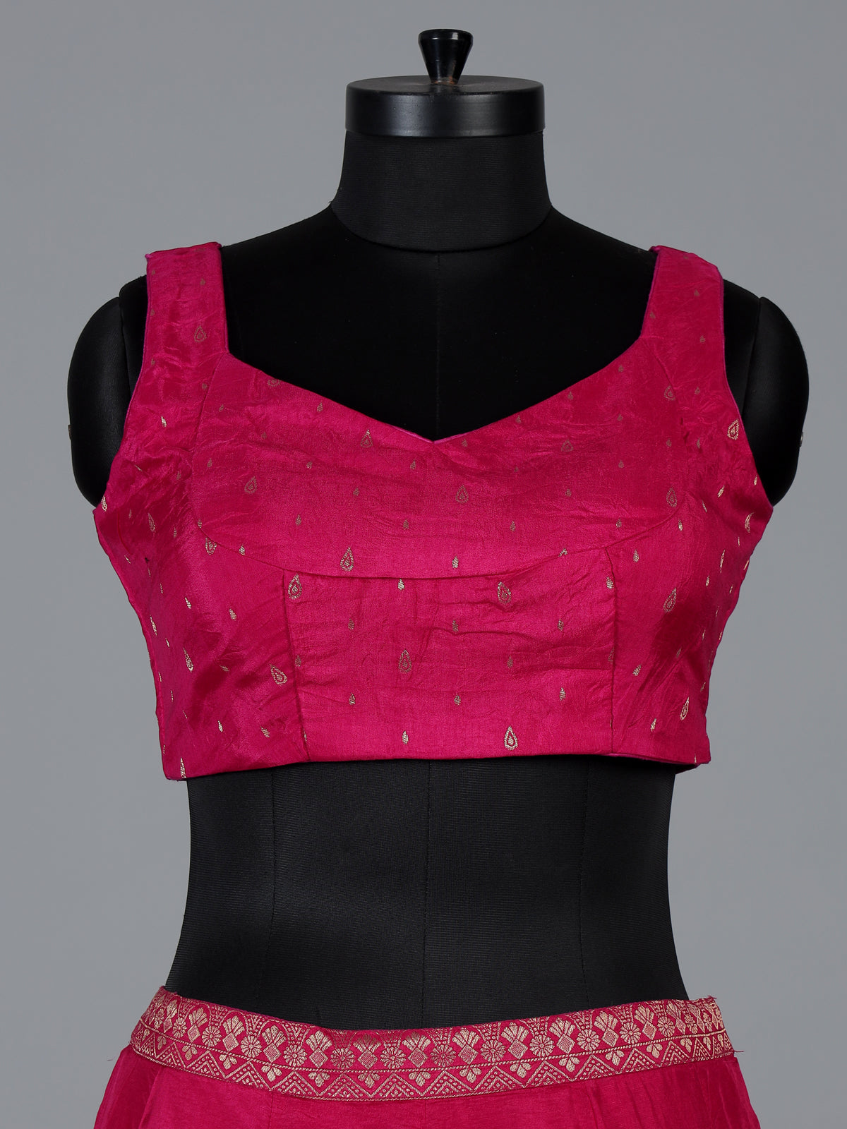 Rani pink cotton silk wedding lehenga choli