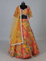 Multi printed chanderi silk lehenga choli