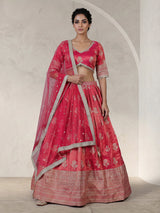 Rani pink wedding chanderi silk lehenga choli