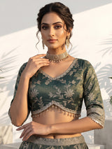 Green designer chanderi silk lehenga choli
