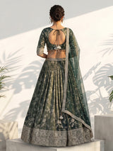 Green designer chanderi silk lehenga choli