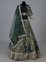 Green designer chanderi silk lehenga choli