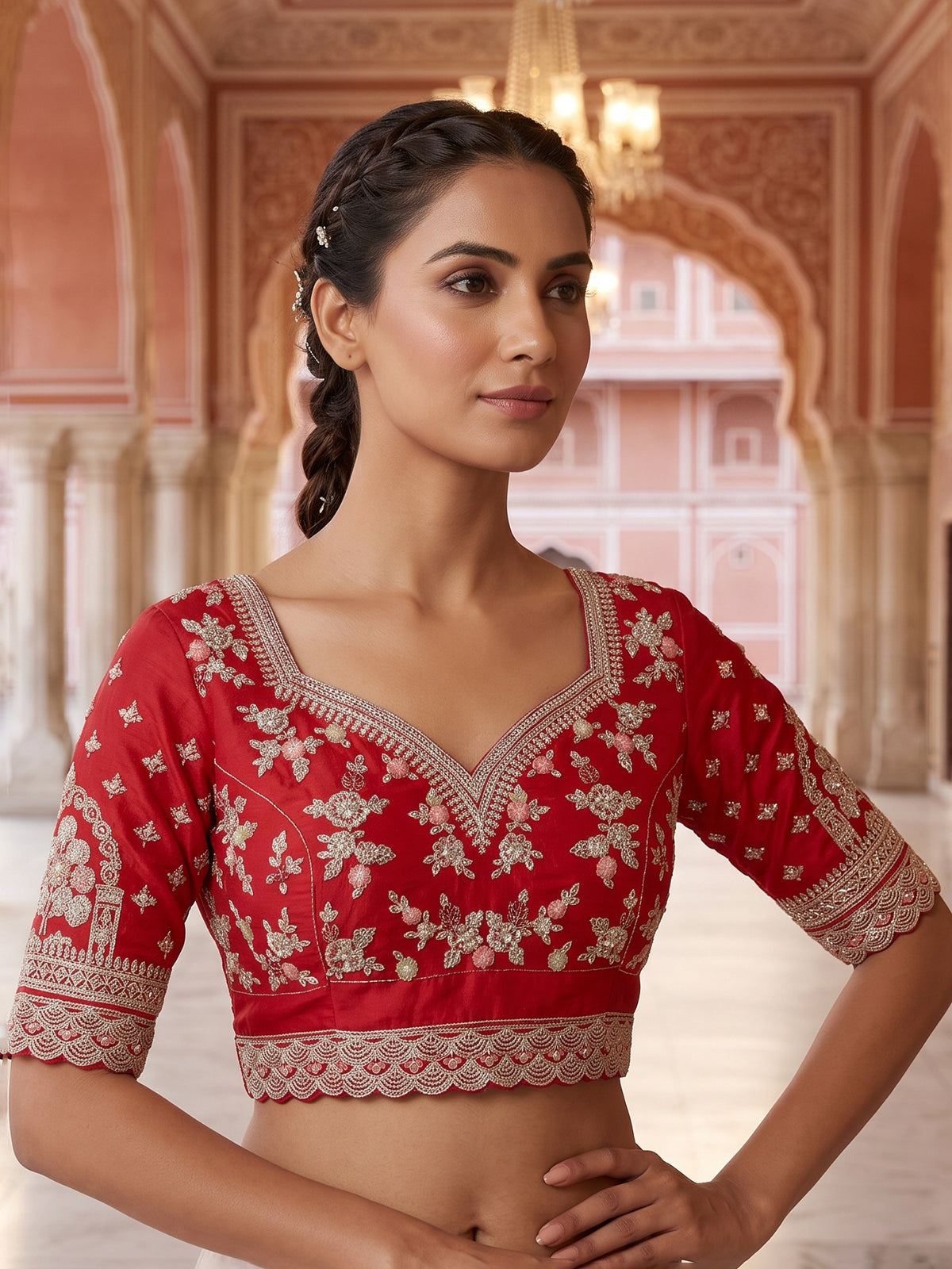 Off white heritage raw silk bridal lehenga choli