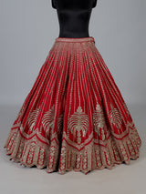 Red luxury raw silk wedding lehenga choli