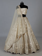Ivory designer tussar silk bridal lehenga choli