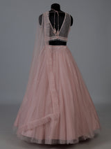 Pink designer net embellished lehenga choli