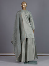 Mint green embroidered satin silk palazzo suit