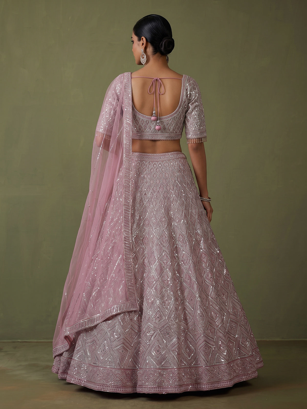 Onion pink designer net lehenga choli