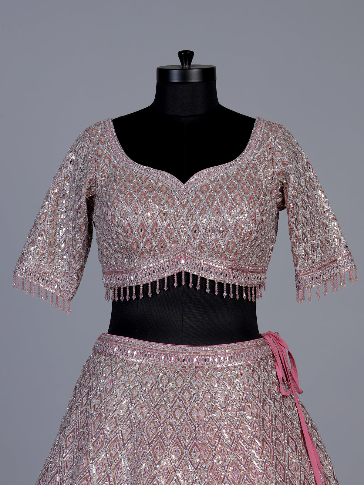 Onion pink designer net lehenga choli