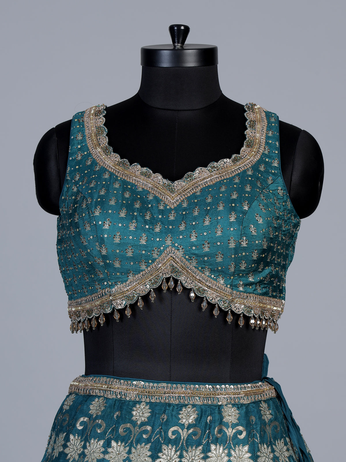 Peacock green banarasi silk lehenga choli