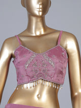 Pink organza silk Indo-Western sharara suit with cape jacket