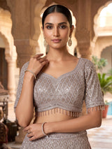Onion pink embellished net designer lehenga choli