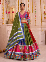 Rani pink georgette silk navratri lehenga choli with dupatta