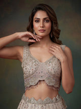 Light purple silk embellished lehenga choli with dupatta