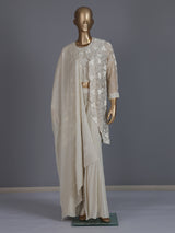 Ivory embroidered shimmer silk palazzo suit