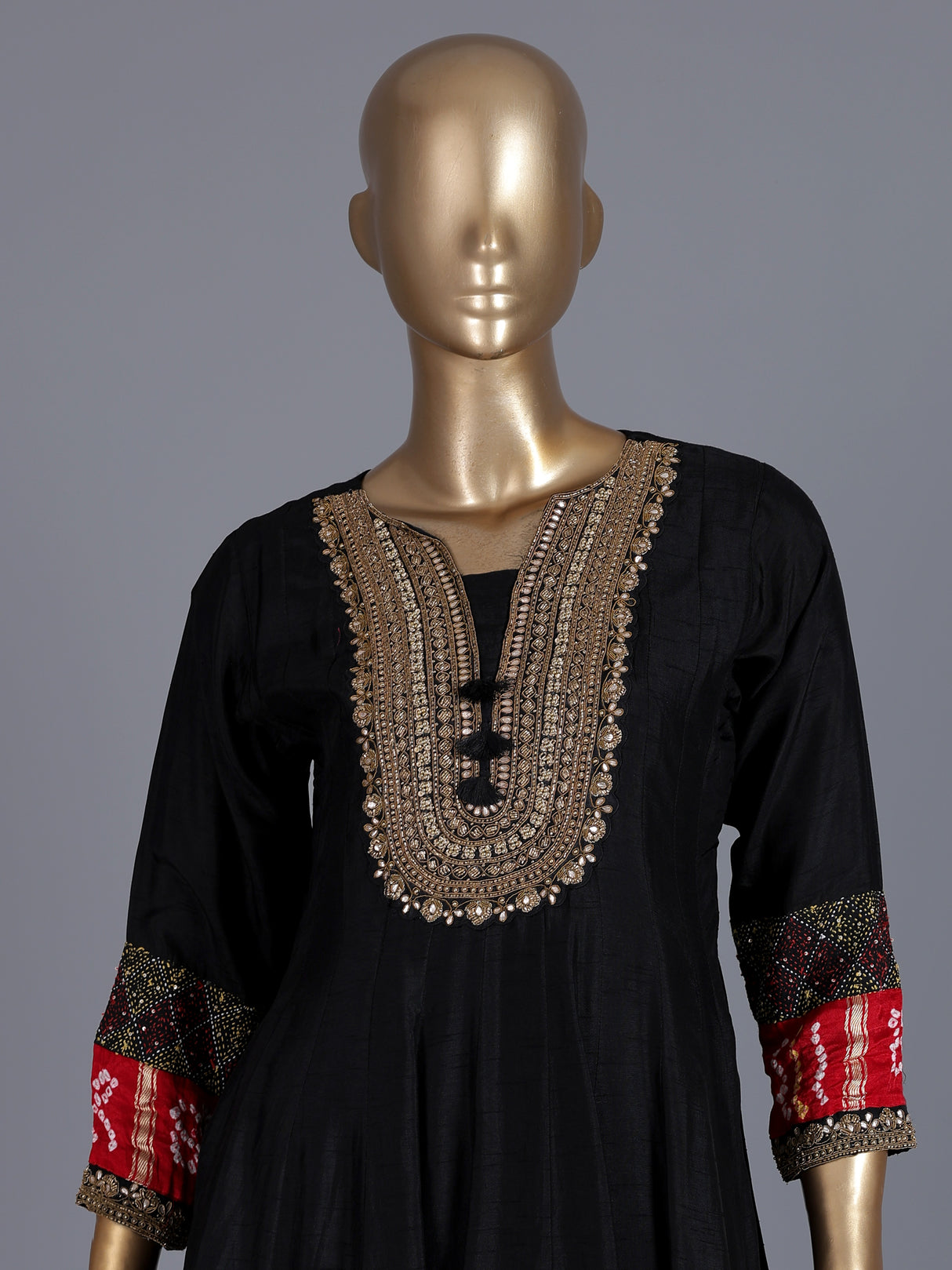 Black printed crepe silk palazzo suit