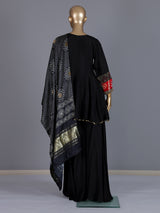 Black printed crepe silk palazzo suit