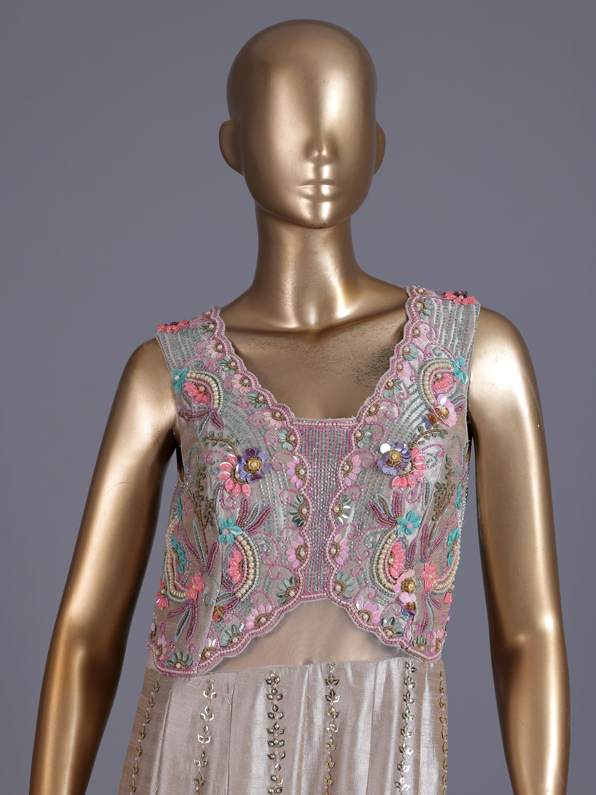 Gold luxury silk festive indo western jumpsuit