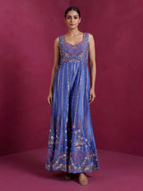 Blue premium silk indo western jumpsuit