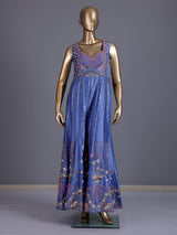 Blue premium silk indo western jumpsuit