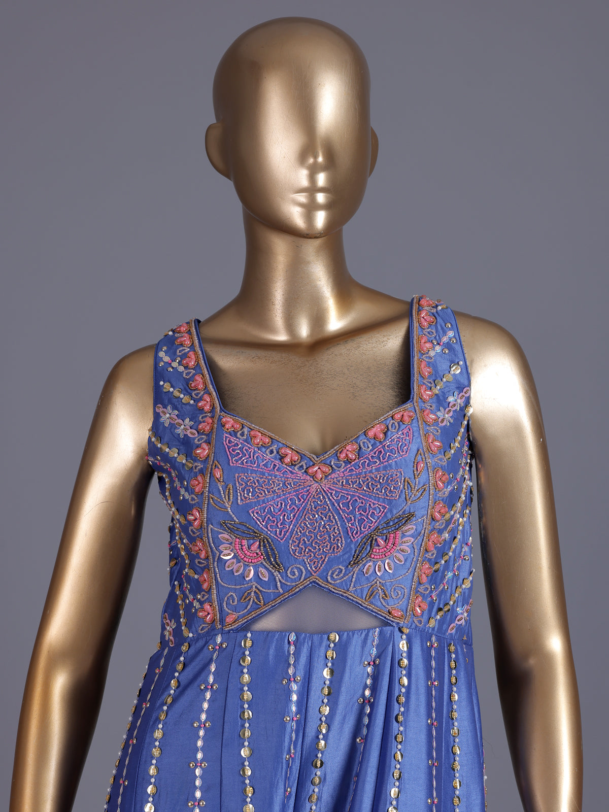 Blue premium silk indo western jumpsuit