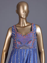 Blue premium silk indo western jumpsuit
