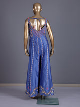 Blue premium silk indo western jumpsuit