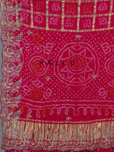 Pink bandhani gajji silk designer bridal saree elegance