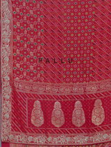 Pink bandhani dola silk bridal festive saree design