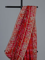 Red traditional bandhani silk bridal saree with elegance