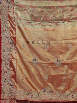 Gold tissue silk luxury bridal designer saree ensemble