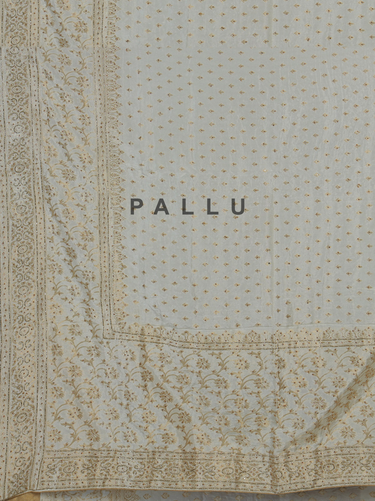 White luxurious dola silk embroidered festive saree drape