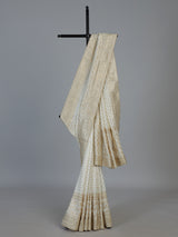 White luxurious dola silk embroidered festive saree drape