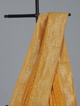 Yellow embellished dola silk celebration saree for women